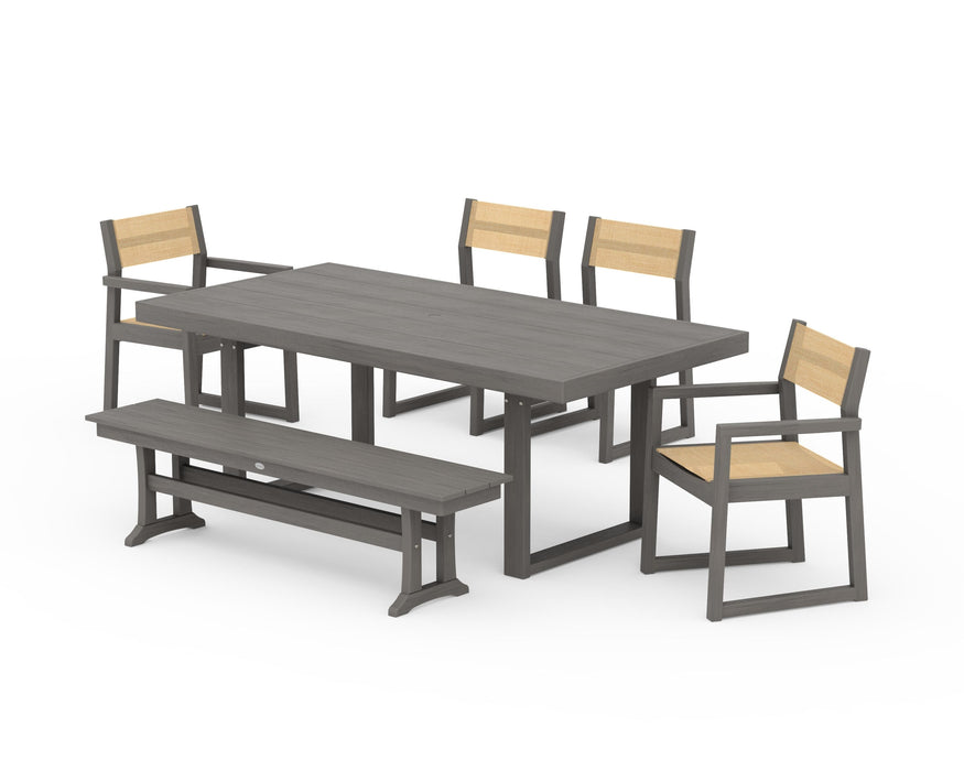 POLYWOOD® EDGE Sling 6-Piece Dining Set with Bench