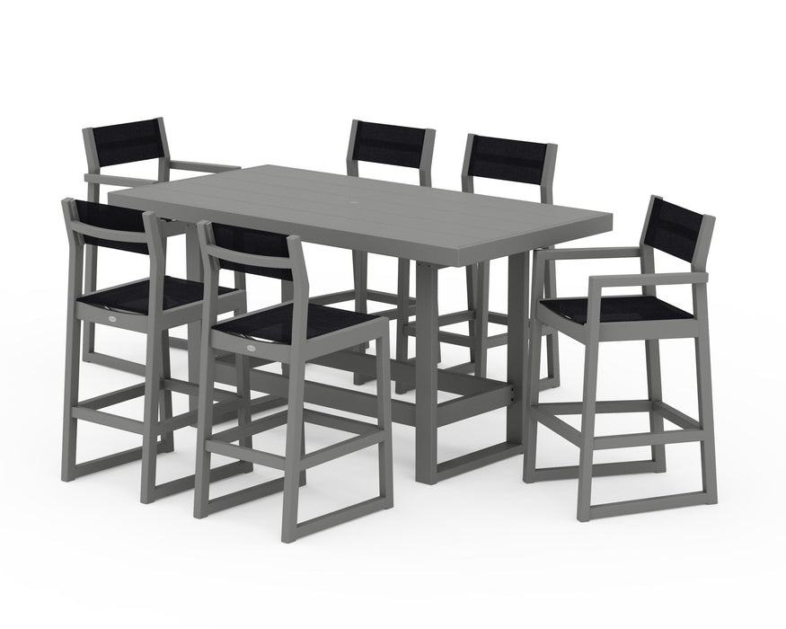 POLYWOOD® EDGE Sling 7-Piece Bar Table Set