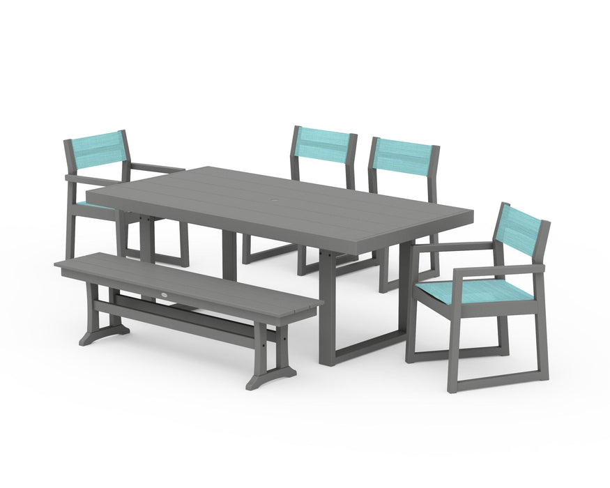POLYWOOD® EDGE Sling 6-Piece Dining Set with Bench