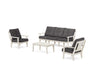 POLYWOOD Prairie 4-Piece Deep Seating Set with Sofa in Sand / Ash Charcoal