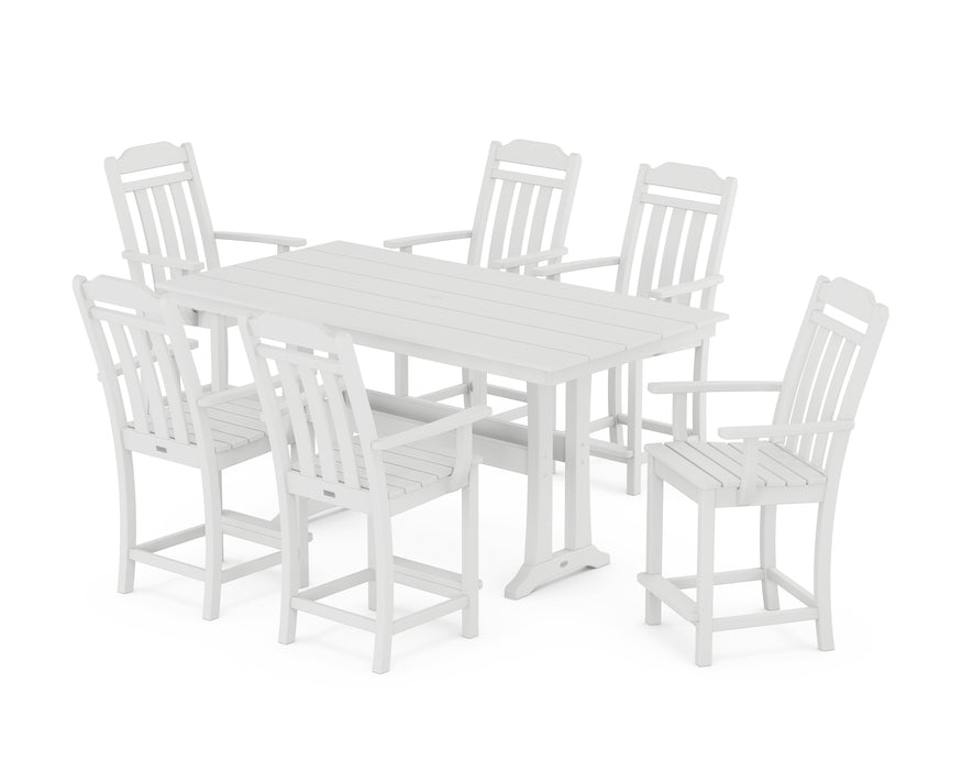 Country Living by POLYWOOD Arm Chair 7-Piece Farmhouse Counter Set with Trestle Legs