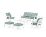 POLYWOOD Oxford 6-Piece Lounge Sofa Set in White / Glacier Spa