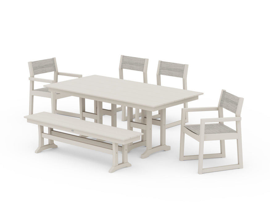 POLYWOOD® EDGE Sling 6-Piece Farmhouse Dining Set