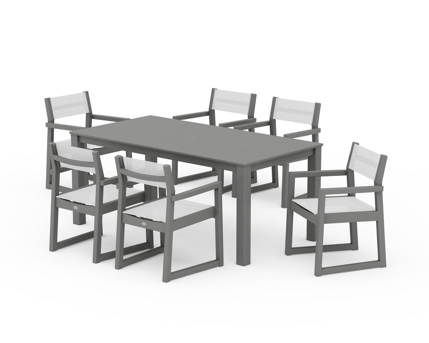 POLYWOOD® EDGE Sling Arm Chair 7-Piece Parsons Dining Set