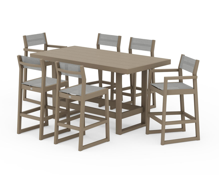 POLYWOOD® EDGE Sling 7-Piece Bar Table Set