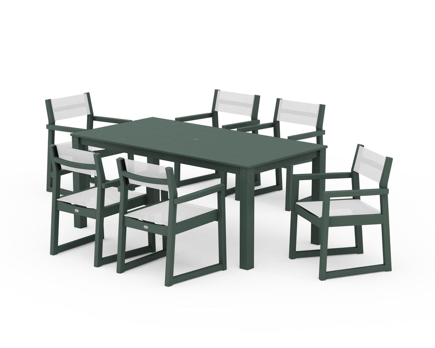 POLYWOOD® EDGE Sling Arm Chair 7-Piece Parsons Dining Set