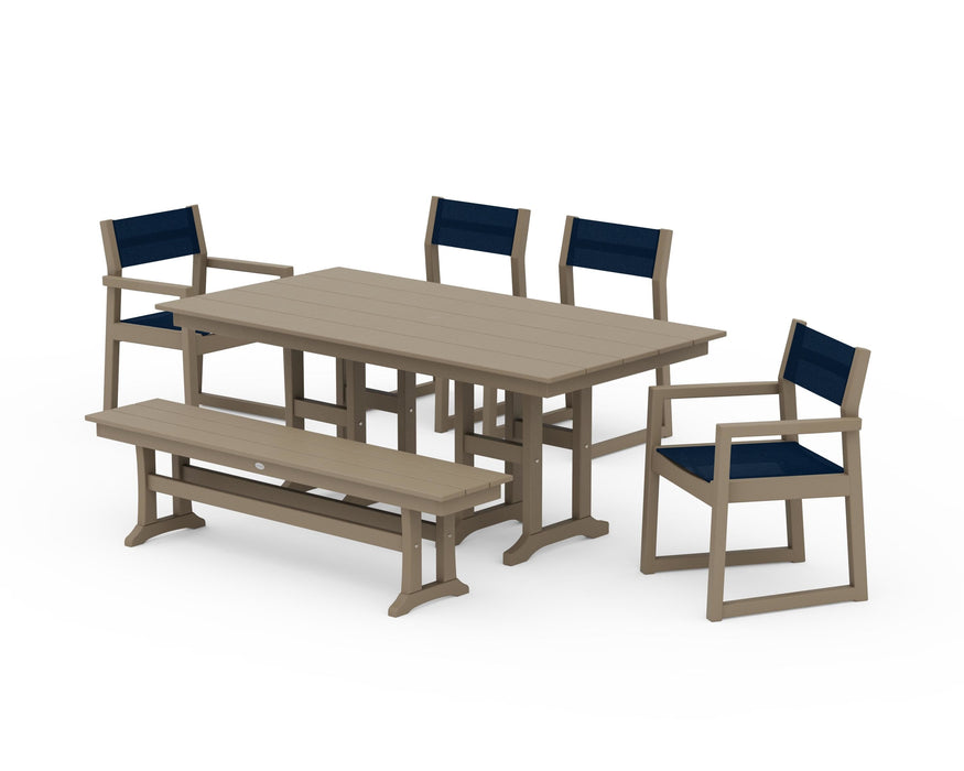 POLYWOOD® EDGE Sling 6-Piece Farmhouse Dining Set
