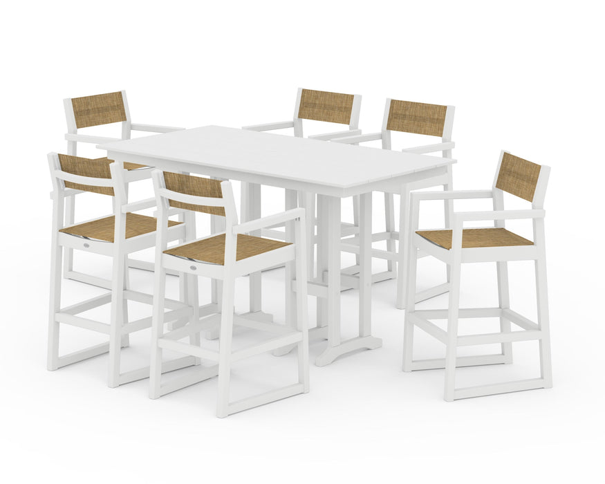 POLYWOOD® EDGE Sling Arm Chair 7-Piece Farmhouse Bar Set