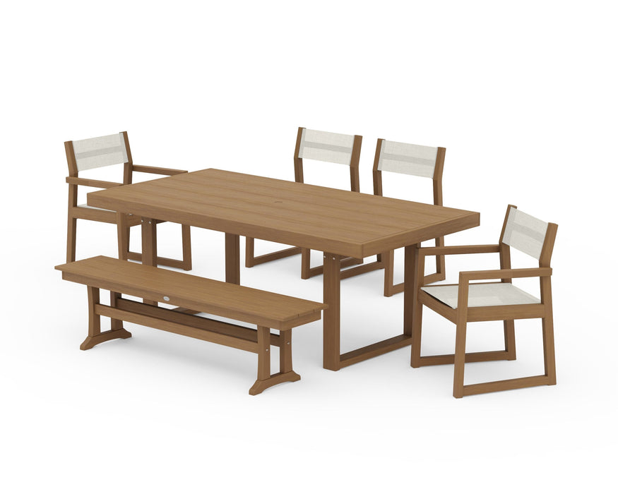 POLYWOOD® EDGE Sling 6-Piece Dining Set with Bench