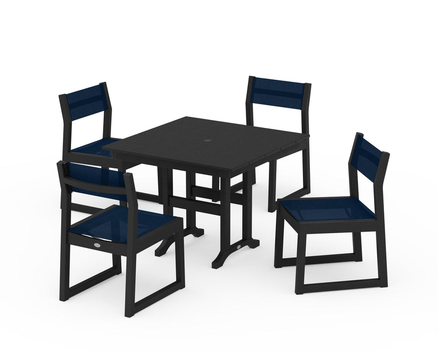 POLYWOOD® EDGE Sling Side Chair 5-Piece Farmhouse Dining Set