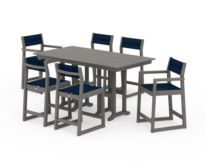 POLYWOOD® EDGE Sling 7-Piece Farmhouse Counter Set