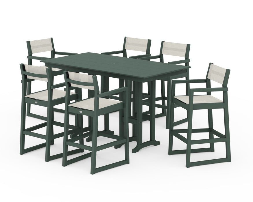 POLYWOOD® EDGE Sling Arm Chair 7-Piece Farmhouse Bar Set