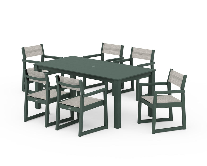 POLYWOOD® EDGE Sling Arm Chair 7-Piece Parsons Dining Set