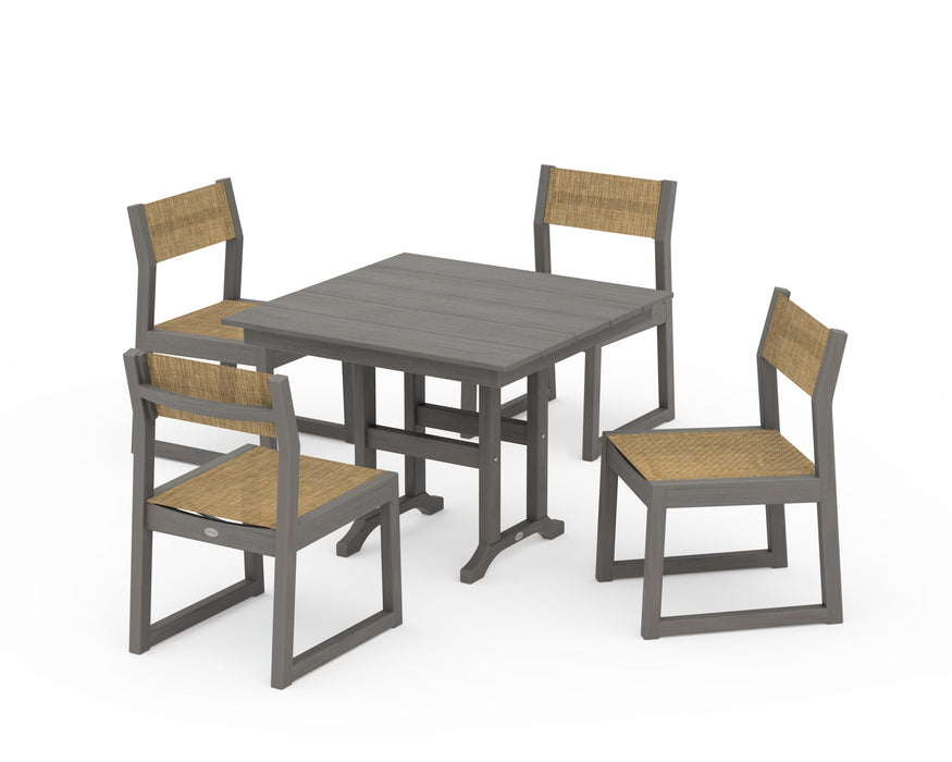 POLYWOOD® EDGE Sling Side Chair 5-Piece Farmhouse Dining Set
