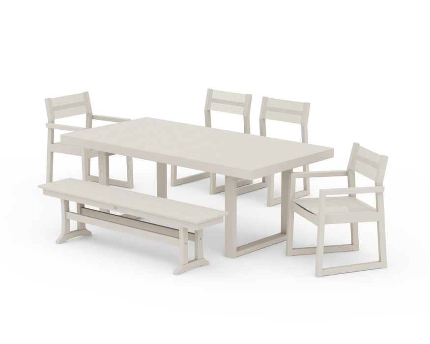 POLYWOOD® EDGE Sling 6-Piece Dining Set with Bench
