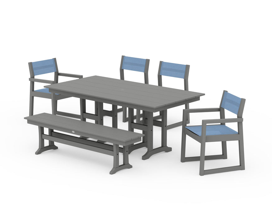 POLYWOOD® EDGE Sling 6-Piece Farmhouse Dining Set