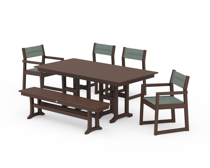 POLYWOOD® EDGE Sling 6-Piece Farmhouse Dining Set