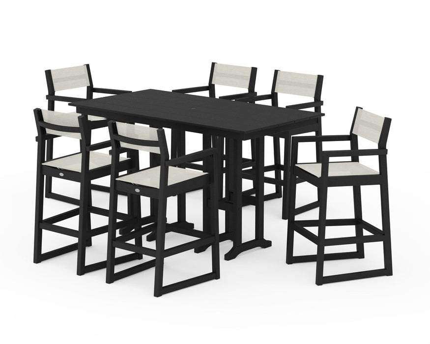 POLYWOOD® EDGE Sling Arm Chair 7-Piece Farmhouse Bar Set