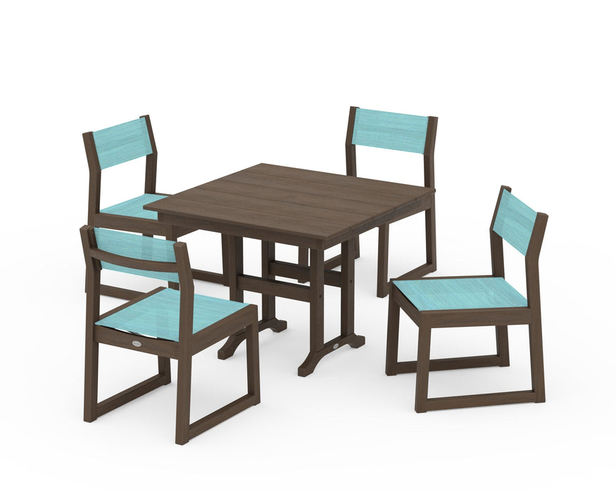 POLYWOOD® EDGE Sling Side Chair 5-Piece Farmhouse Dining Set