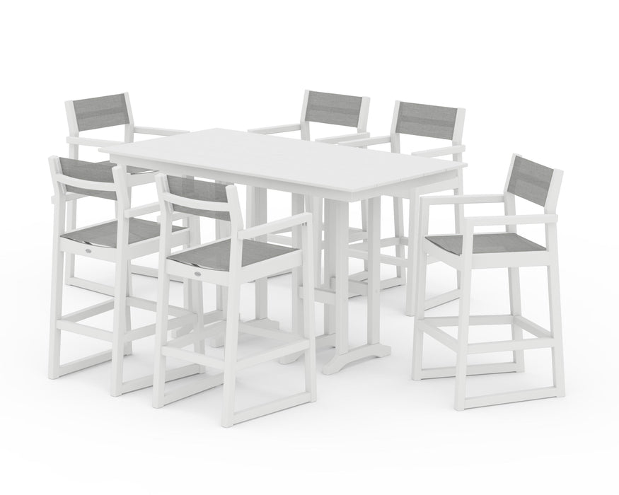 POLYWOOD® EDGE Sling Arm Chair 7-Piece Farmhouse Bar Set