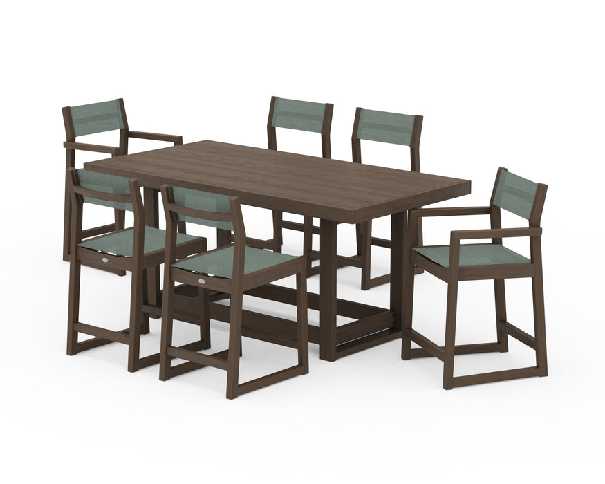 POLYWOOD® EDGE Sling 7-Piece Counter Table Set
