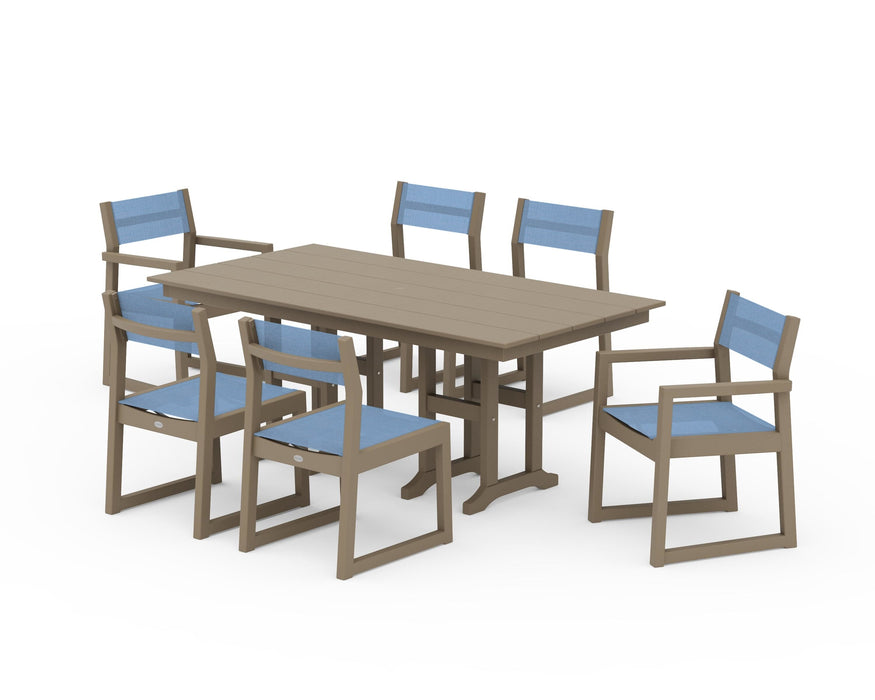 POLYWOOD® EDGE Sling 7-Piece Farmhouse Dining Set