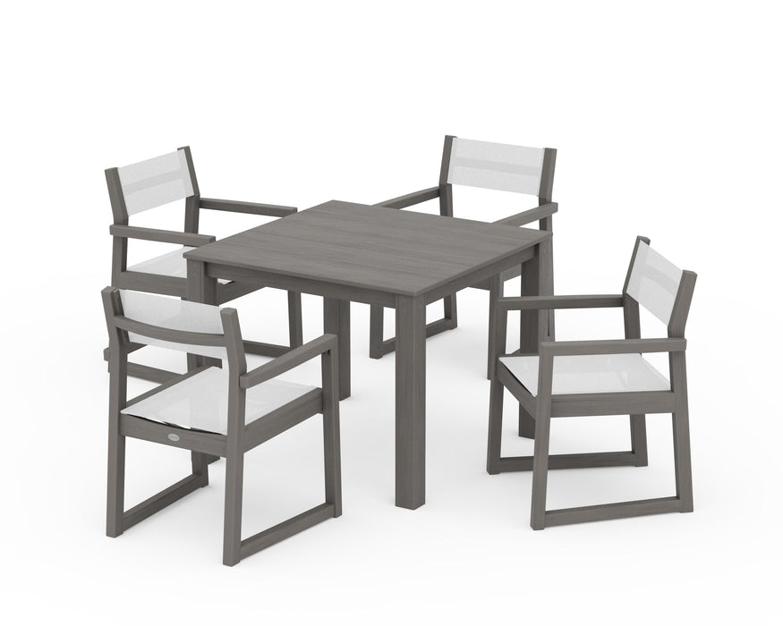 POLYWOOD® EDGE Sling Arm Chair 5-Piece Parsons Dining Set