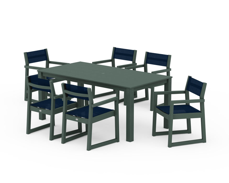 POLYWOOD® EDGE Sling Arm Chair 7-Piece Parsons Dining Set