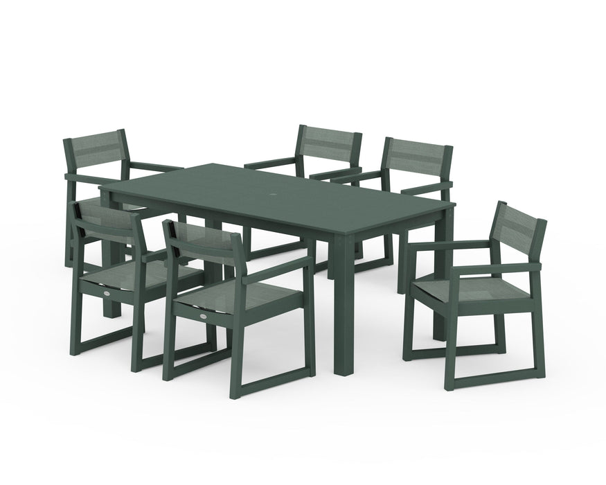 POLYWOOD® EDGE Sling Arm Chair 7-Piece Parsons Dining Set
