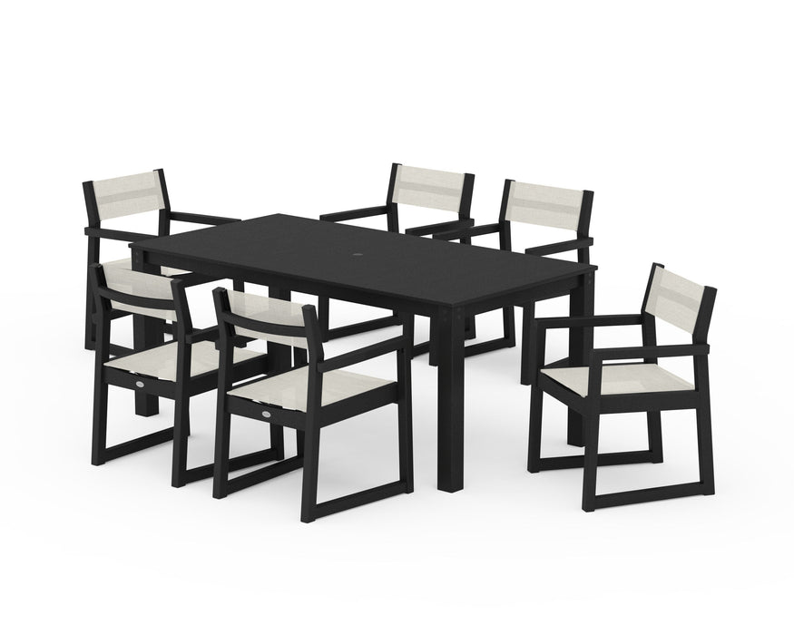 POLYWOOD® EDGE Sling Arm Chair 7-Piece Parsons Dining Set