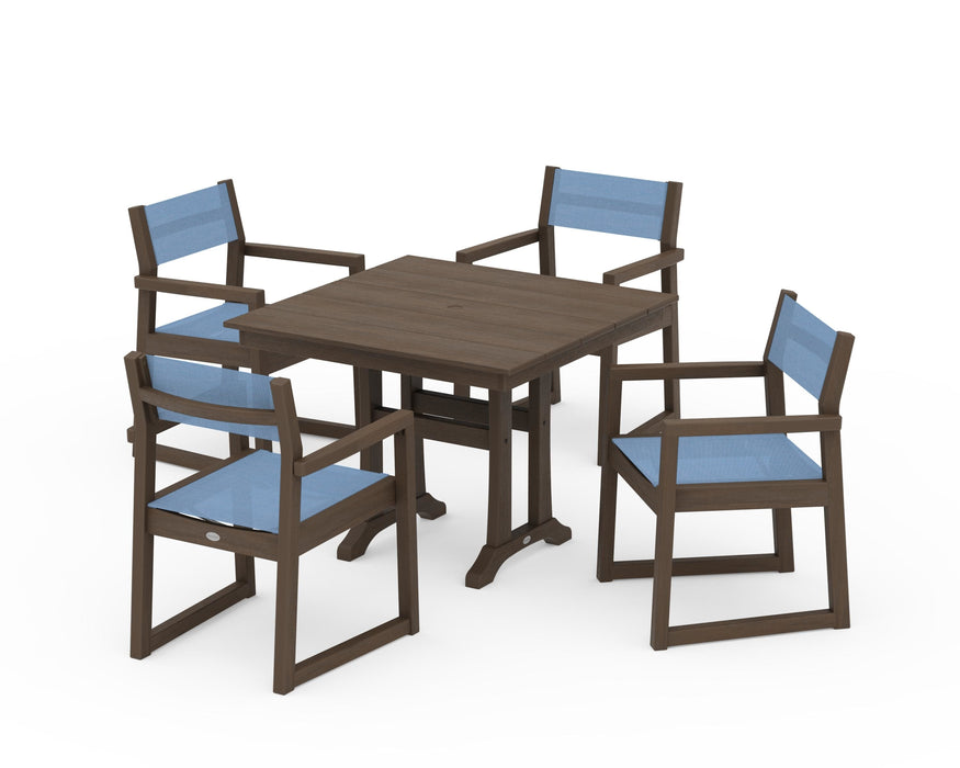POLYWOOD® EDGE Sling 5-Piece Farmhouse Dining Set with Trestle Legs