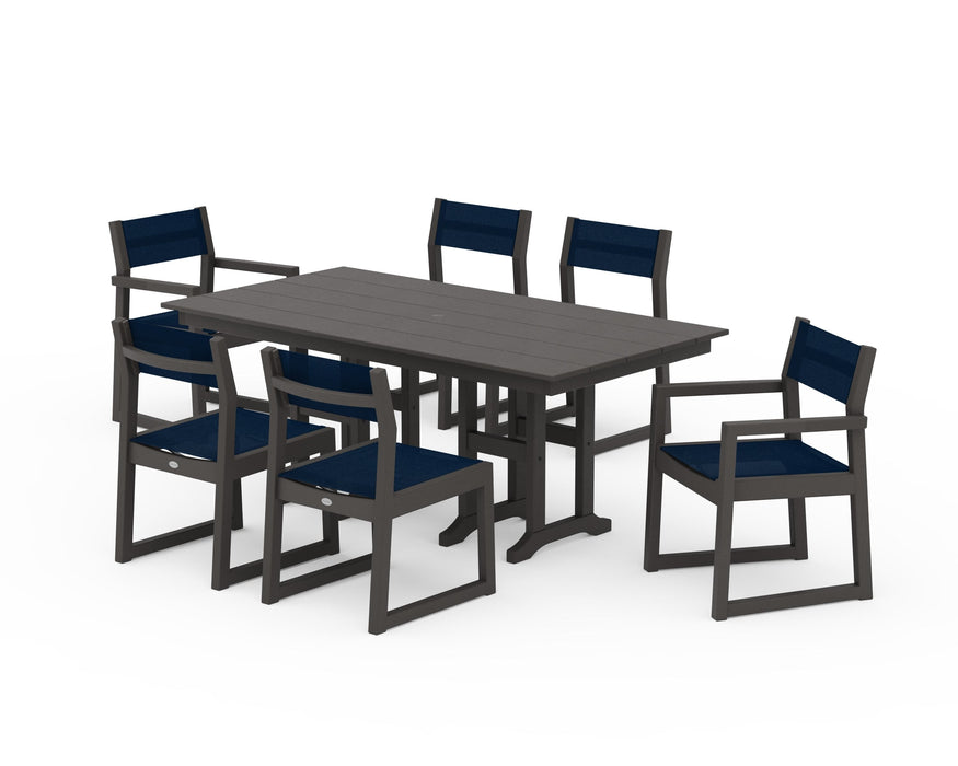 POLYWOOD® EDGE Sling 7-Piece Farmhouse Dining Set