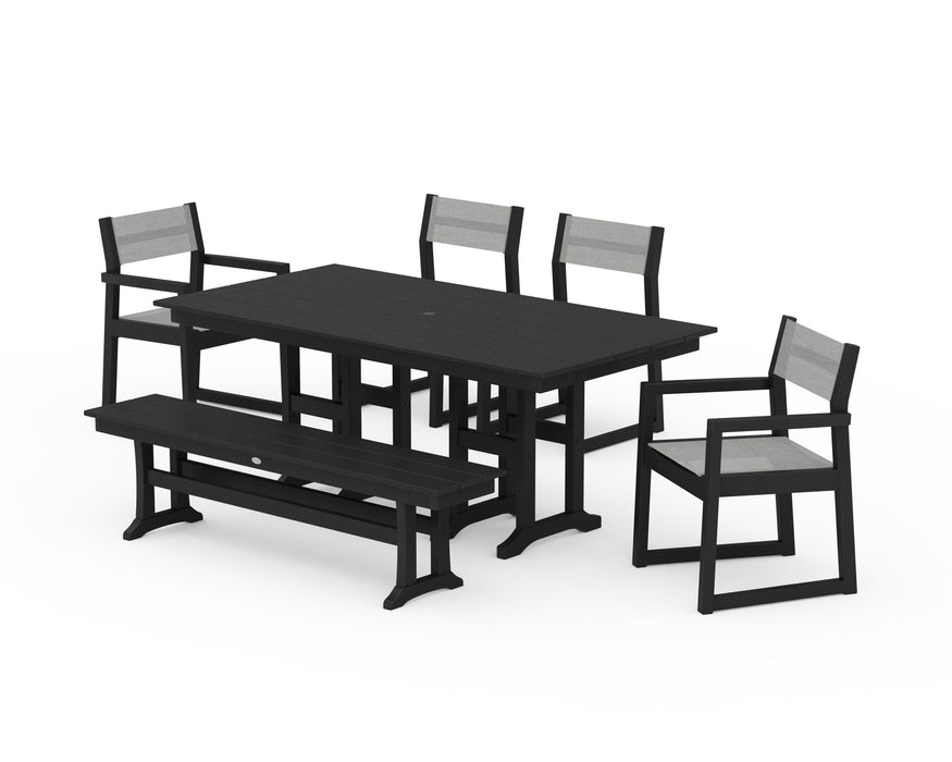 POLYWOOD® EDGE Sling 6-Piece Farmhouse Dining Set