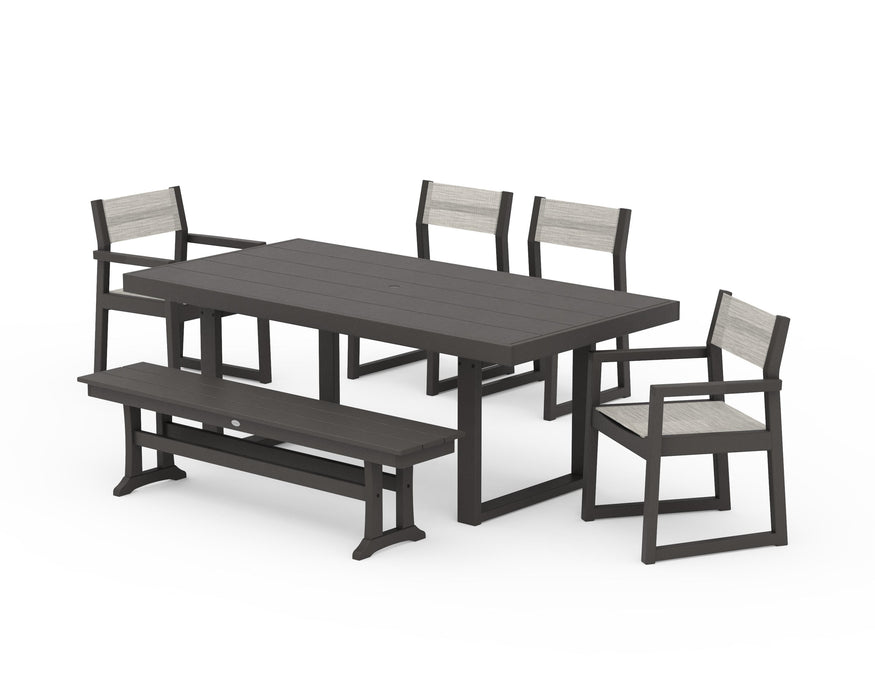 POLYWOOD® EDGE Sling 6-Piece Dining Set with Bench