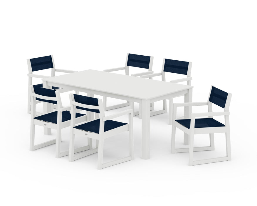 POLYWOOD® EDGE Sling Arm Chair 7-Piece Parsons Dining Set