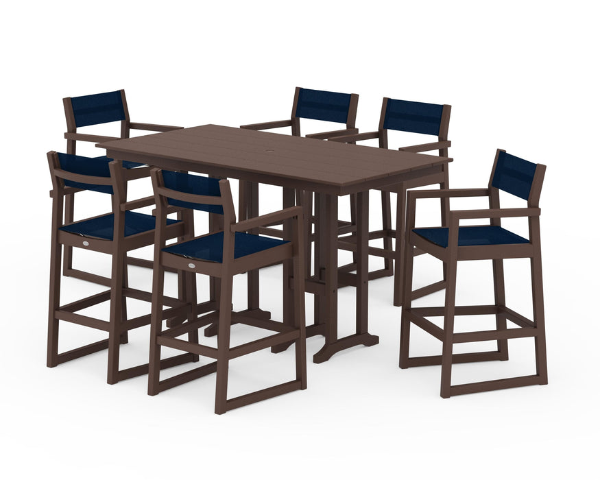 POLYWOOD® EDGE Sling Arm Chair 7-Piece Farmhouse Bar Set