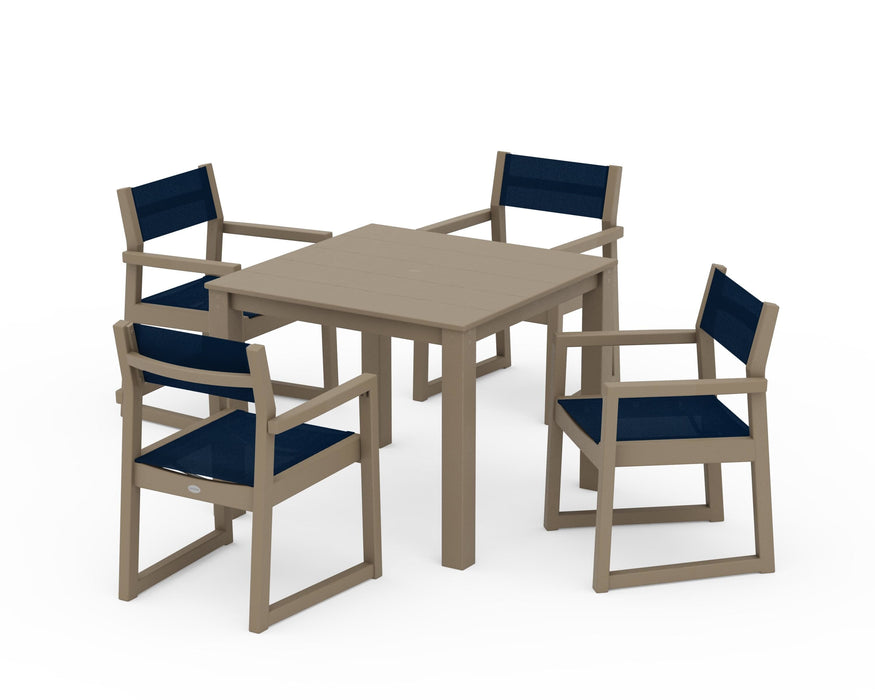POLYWOOD® EDGE Sling Arm Chair 5-Piece Parsons Dining Set