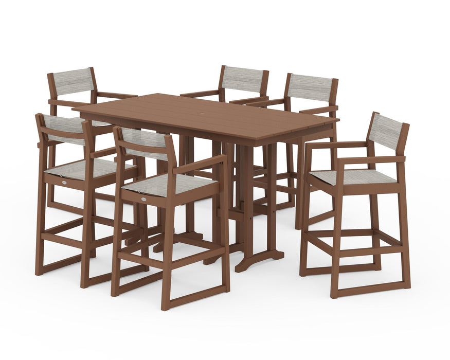 POLYWOOD® EDGE Sling Arm Chair 7-Piece Farmhouse Bar Set