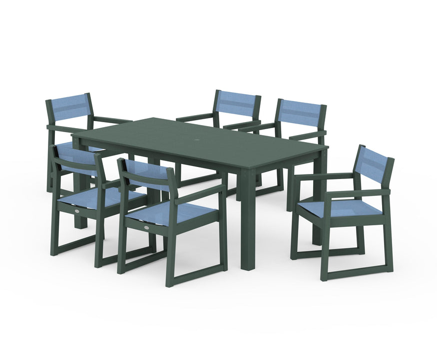 POLYWOOD® EDGE Sling Arm Chair 7-Piece Parsons Dining Set