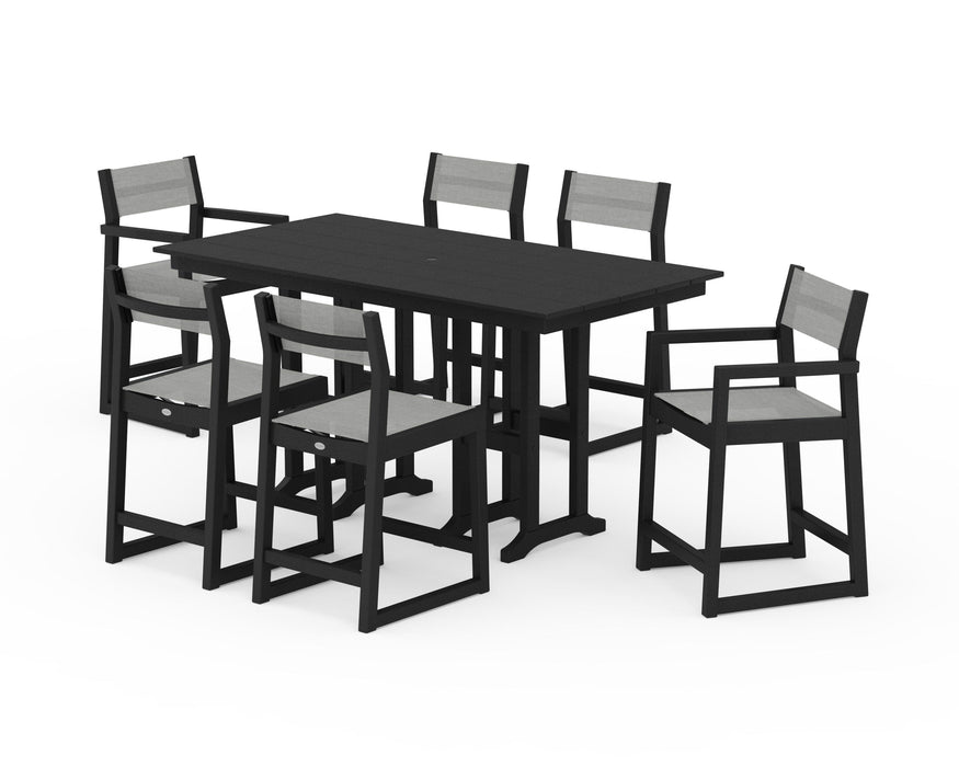 POLYWOOD® EDGE Sling 7-Piece Farmhouse Counter Set