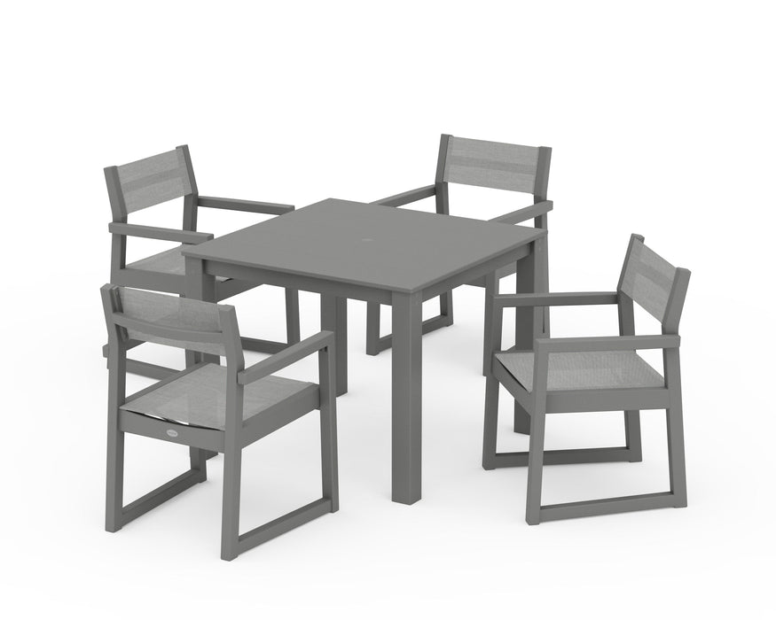 POLYWOOD® EDGE Sling Arm Chair 5-Piece Parsons Dining Set