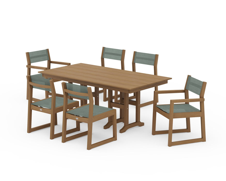 POLYWOOD® EDGE Sling 7-Piece Farmhouse Dining Set