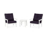 POLYWOOD Oxford 3-Piece Deep Seating Set in White / Navy Linen