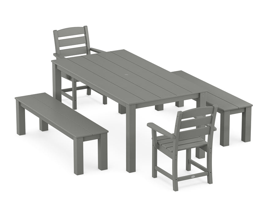 POLYWOOD Lakeside 5-Piece Parsons Dining Set with Benches