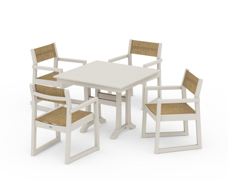 POLYWOOD® EDGE Sling 5-Piece Farmhouse Dining Set with Trestle Legs