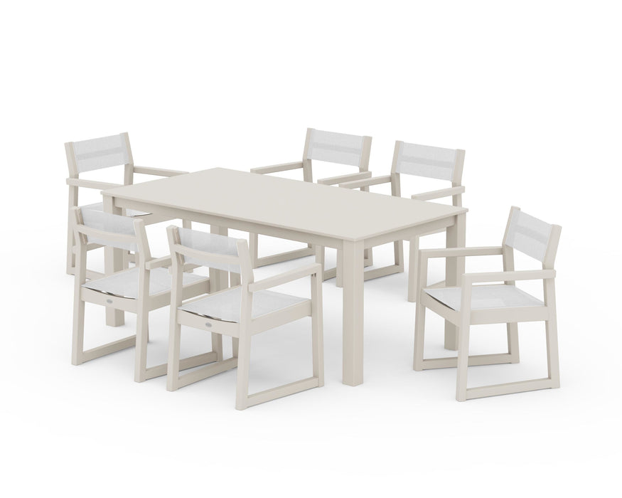 POLYWOOD® EDGE Sling Arm Chair 7-Piece Parsons Dining Set