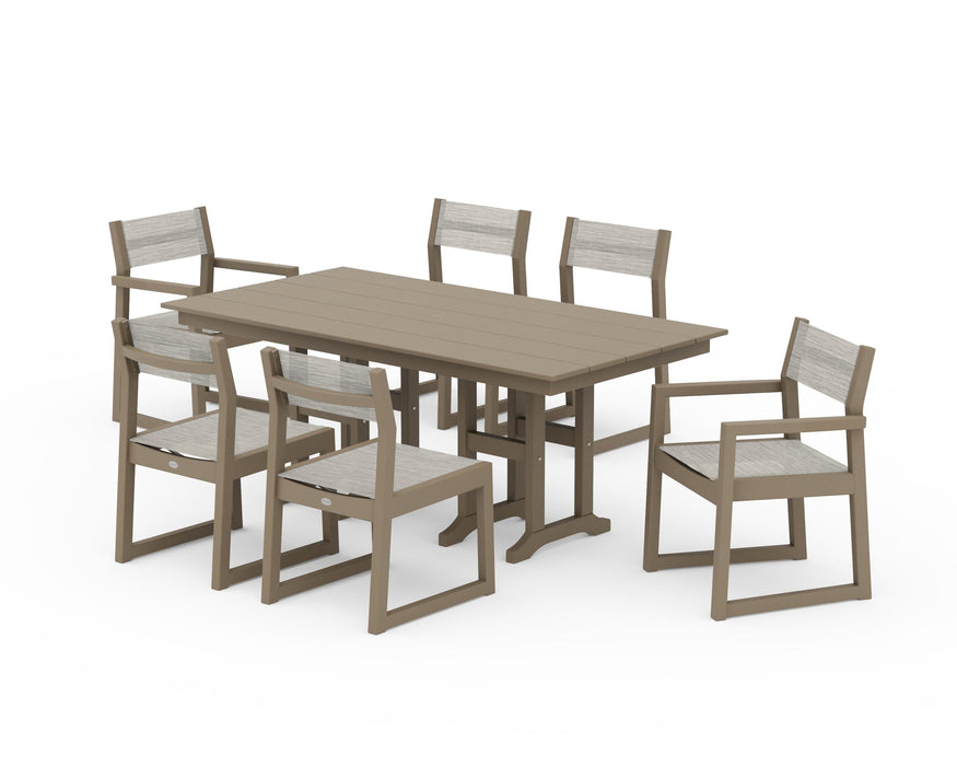 POLYWOOD® EDGE Sling 7-Piece Farmhouse Dining Set