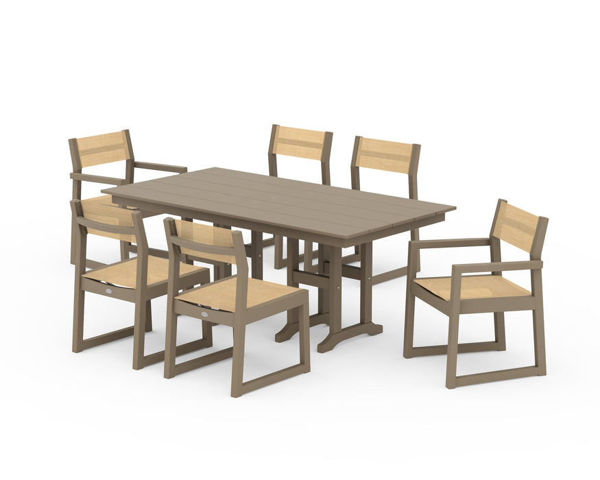 POLYWOOD® EDGE Sling 7-Piece Farmhouse Dining Set