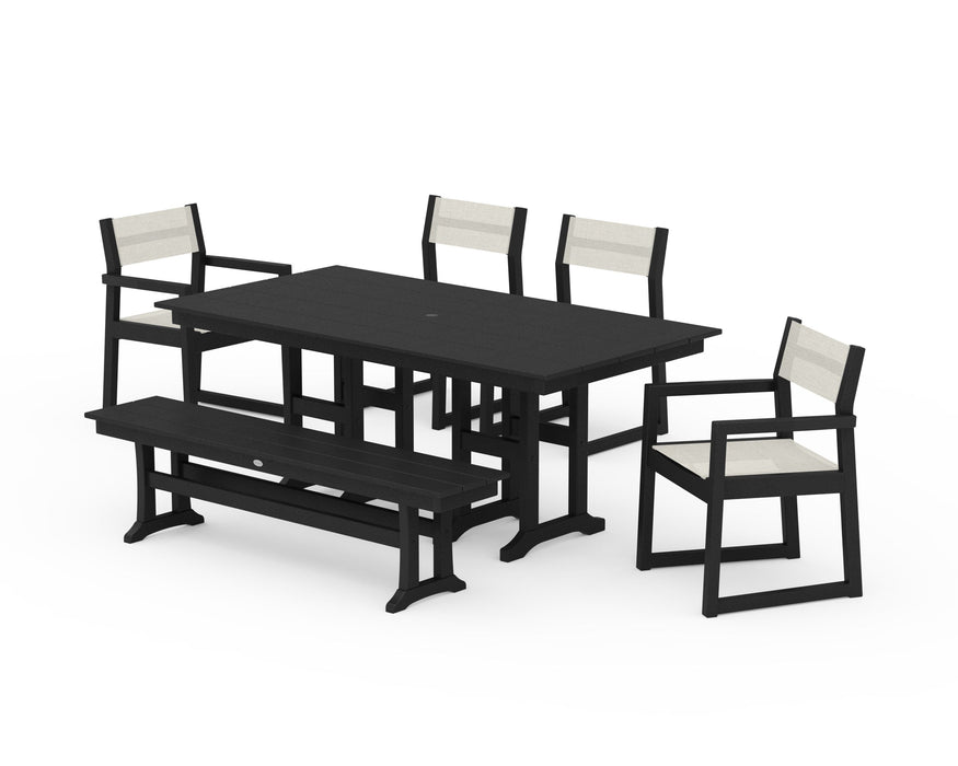 POLYWOOD® EDGE Sling 6-Piece Farmhouse Dining Set