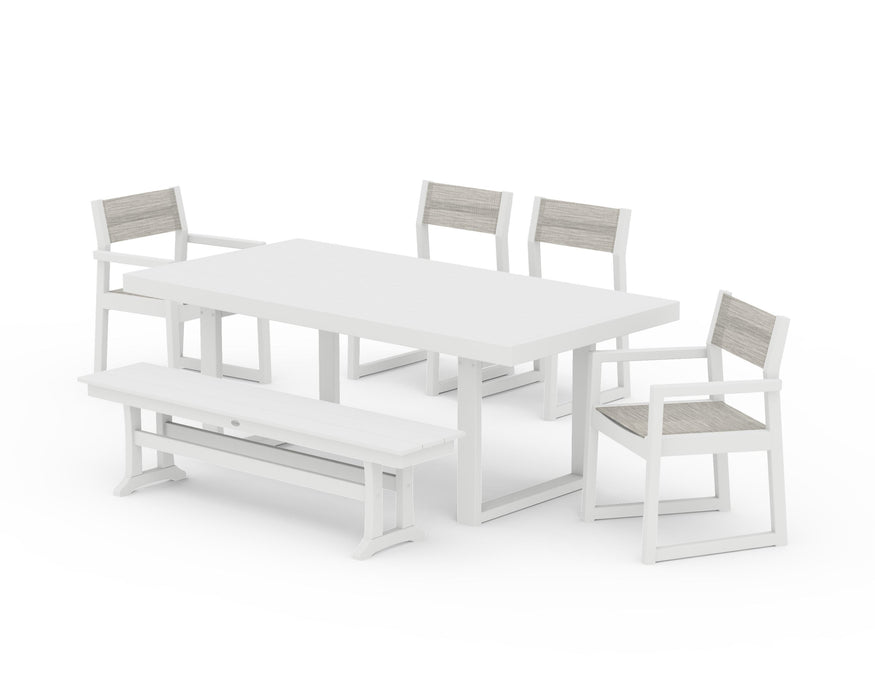 POLYWOOD® EDGE Sling 6-Piece Dining Set with Bench
